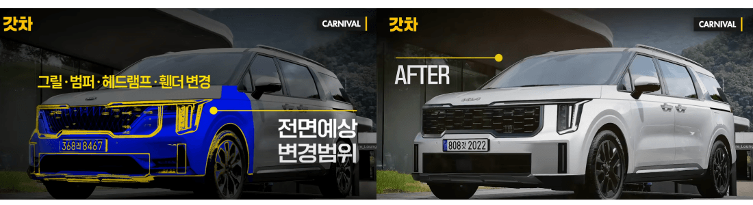 카니발 페이스리프트 전면부 예상도