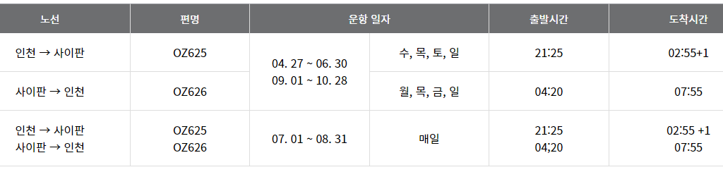 아시아나항공 사이판 4월27일부 운항재개! 특가운임으로 여행하세요