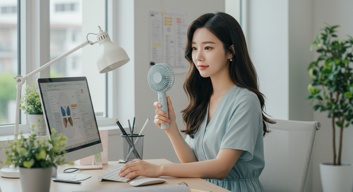 여름 냉방비 절약하는 여성 이미지