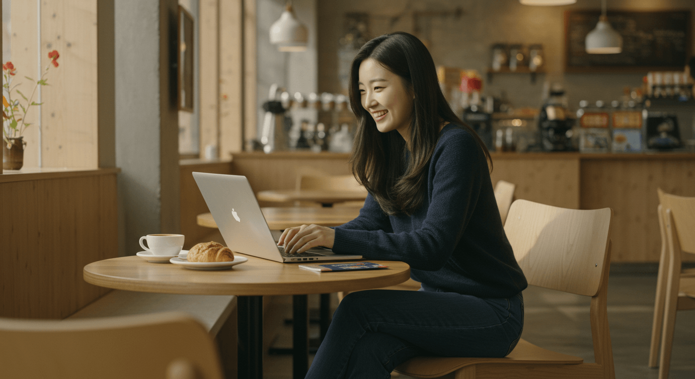 노트북으로 불꽃축제 티켓을 예매하는 장면 1