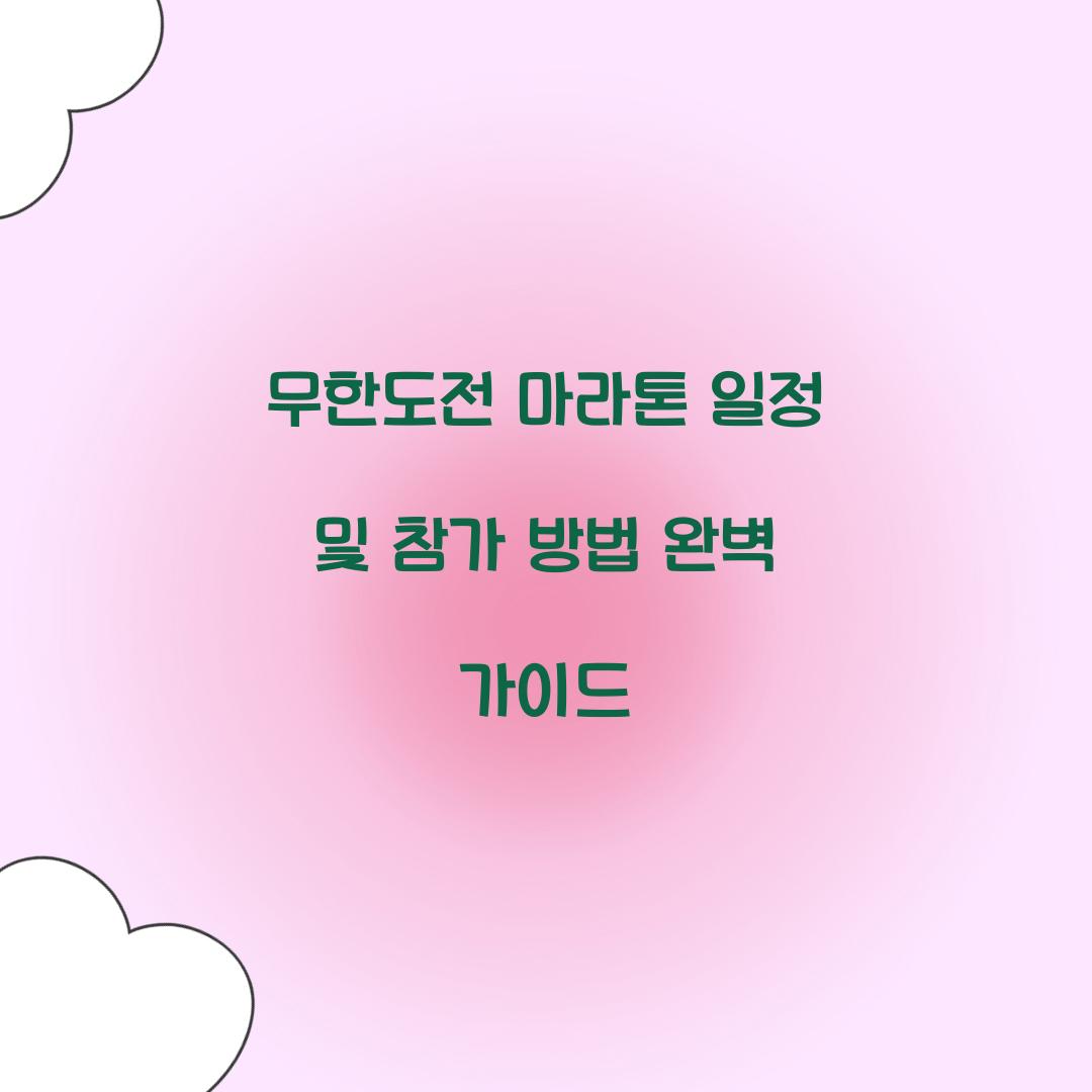 무한도전 마라톤 일정