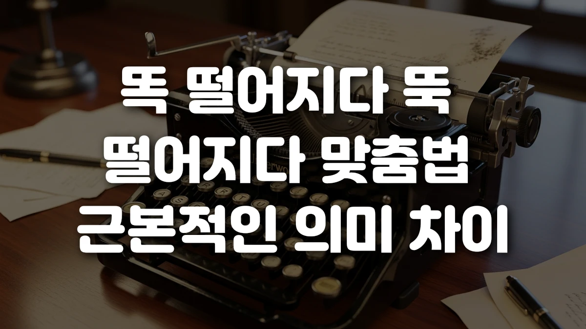 똑 떨어지다 뚝 떨어지다 맞춤법 근본적인 의미 차이