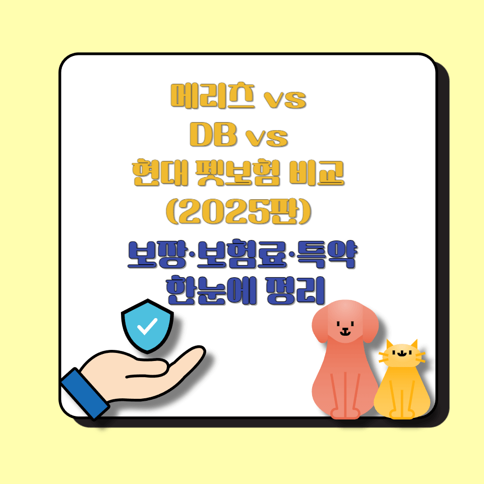 메리츠 vs DB vs 현대 펫보험 비교 (2025판) ┃ 보장&middot;보험료&middot;특약 한눈에 정리