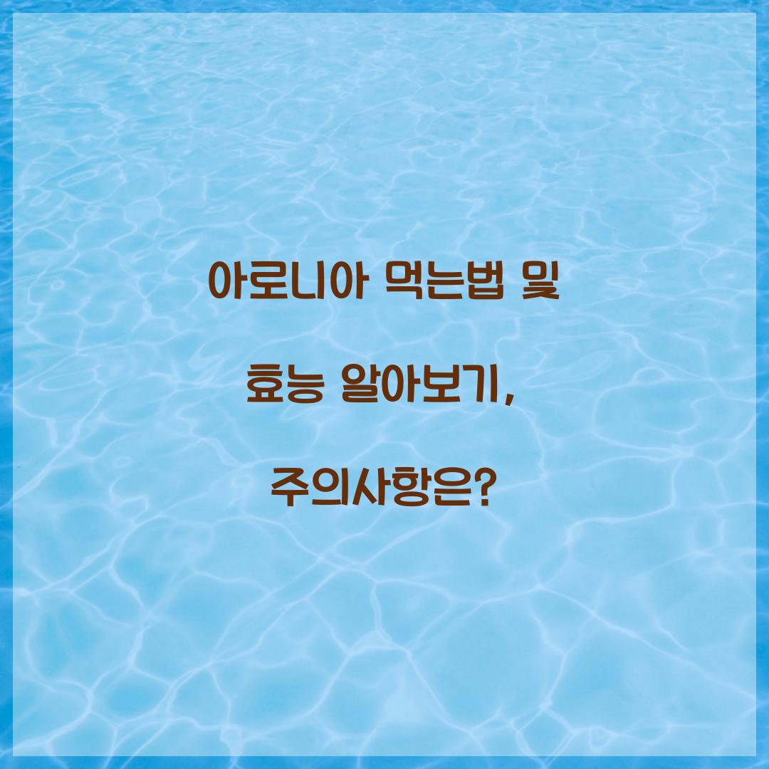 아로니아 먹는법