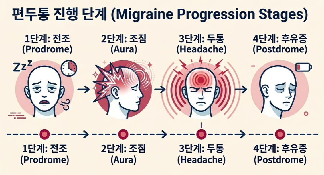 편두통 진행 단계