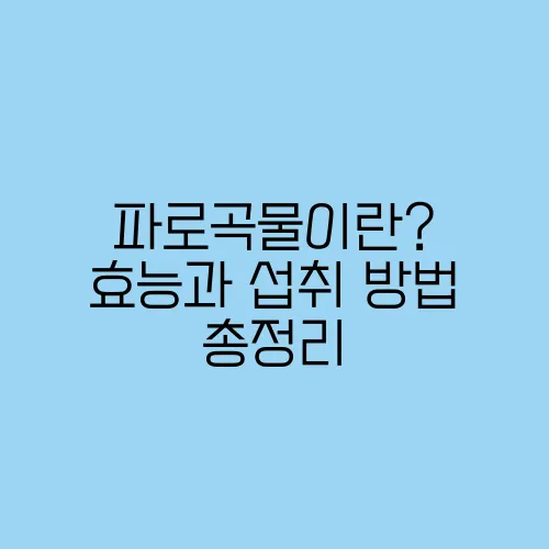 파로곡물이란? 효능과 섭취 방법 총정리