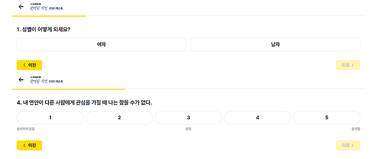csei-심리-테스트-진행-화면