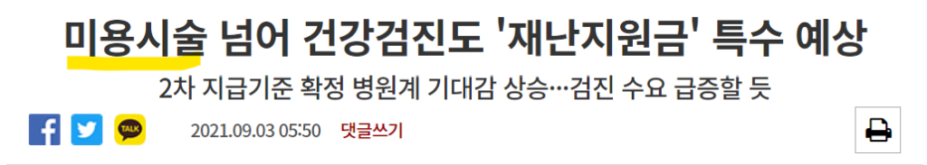 코로나 재난지원금 지급 당시 특수를 본 업종에 대한 내용