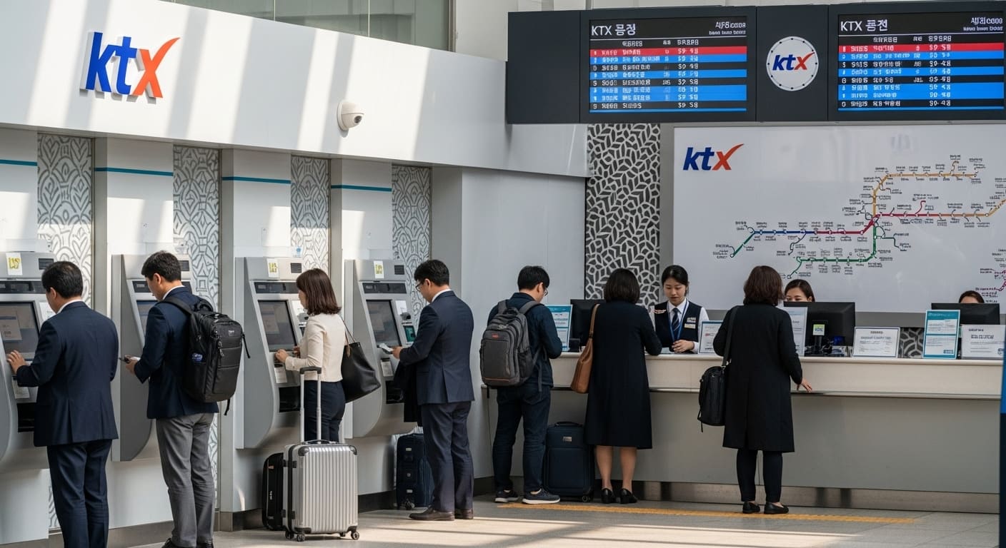 추석 귀성객으로 붐비는 기차역 대합실