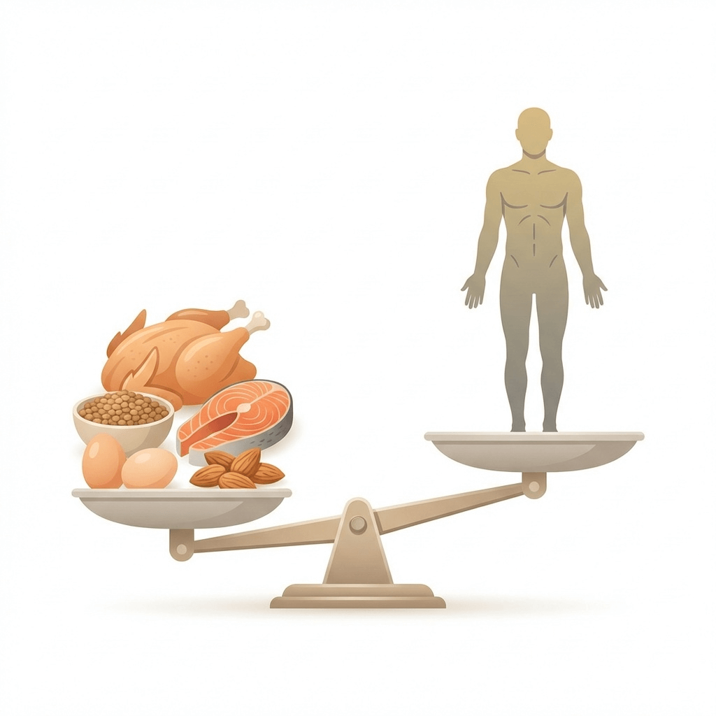단백질 부족 신호와 하루 권장량 가이드 개념도