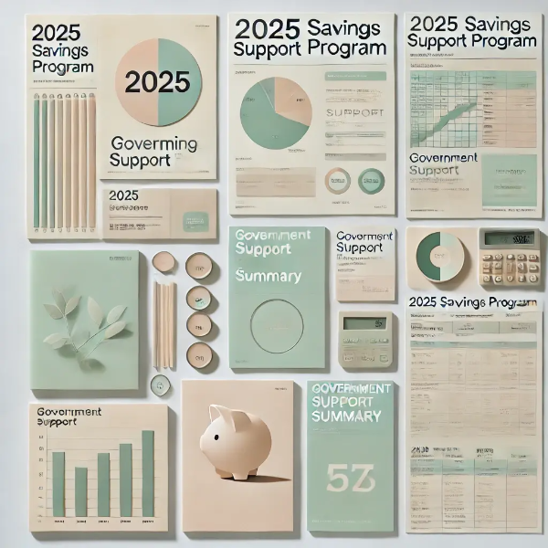 정부지원 신청서, 통장 브로슈어가 정리된 스튜디오컷