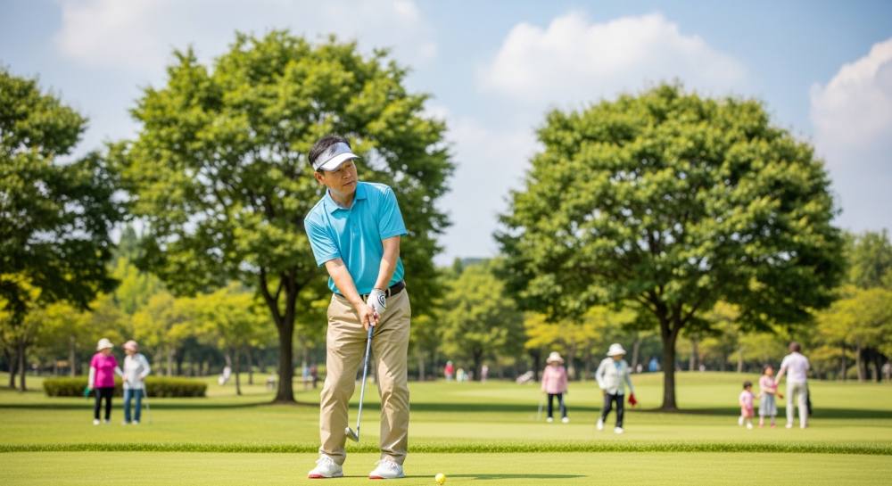 파크골프 모여서 하는 사진