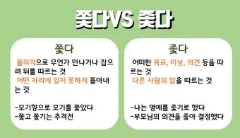 좇다 쫓다 맞춤법 맞는 표현 예문_2