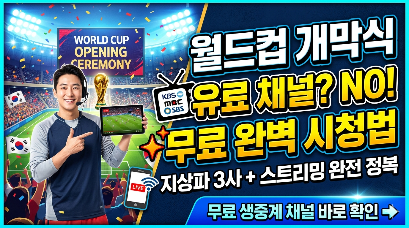 2026 월드컵 개막식 중계 방송 시간 채널: 지상파 3사 무료 시청 방법 모바일 스트리밍 앱 총정리 관련사진