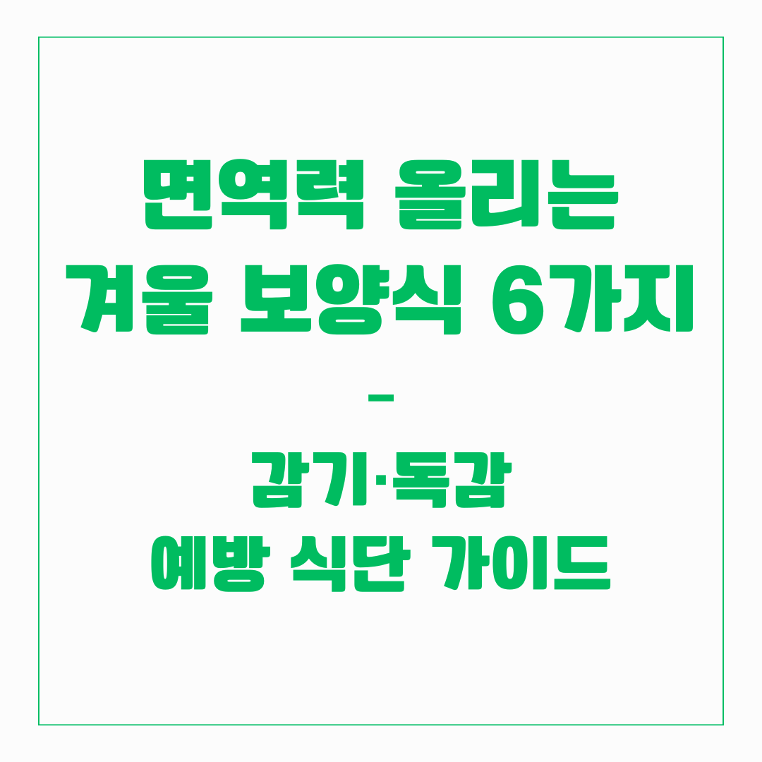 면역력 올리는 겨울 보양식 6가지 &ndash; 감기&middot;독감 예방 식단 가이드