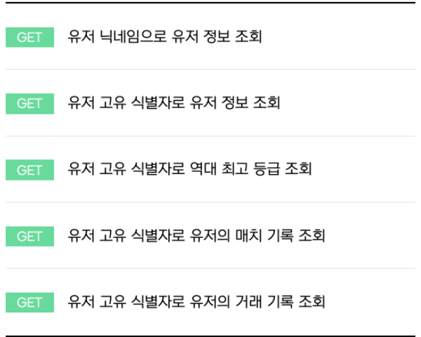 유저 고유 식별자로 역대 최고 등급 조회 기능을 설명하는 공식 문서 화면