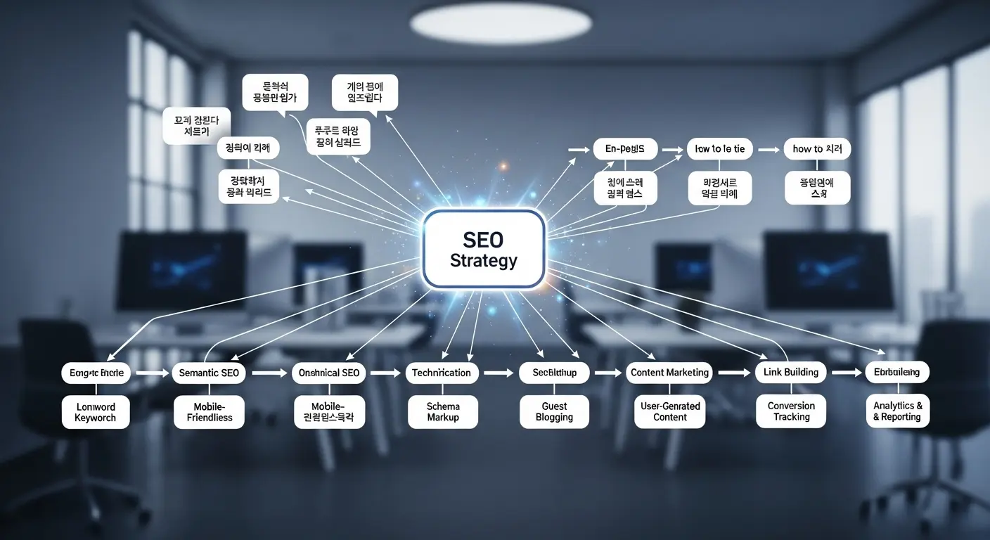 <img src="seo_keyword_flow.webp" alt="정보 흐름과 사용자 언어 패턴을 반영한 SEO 전략 구조 이미지입니다. 이미지 입니다">