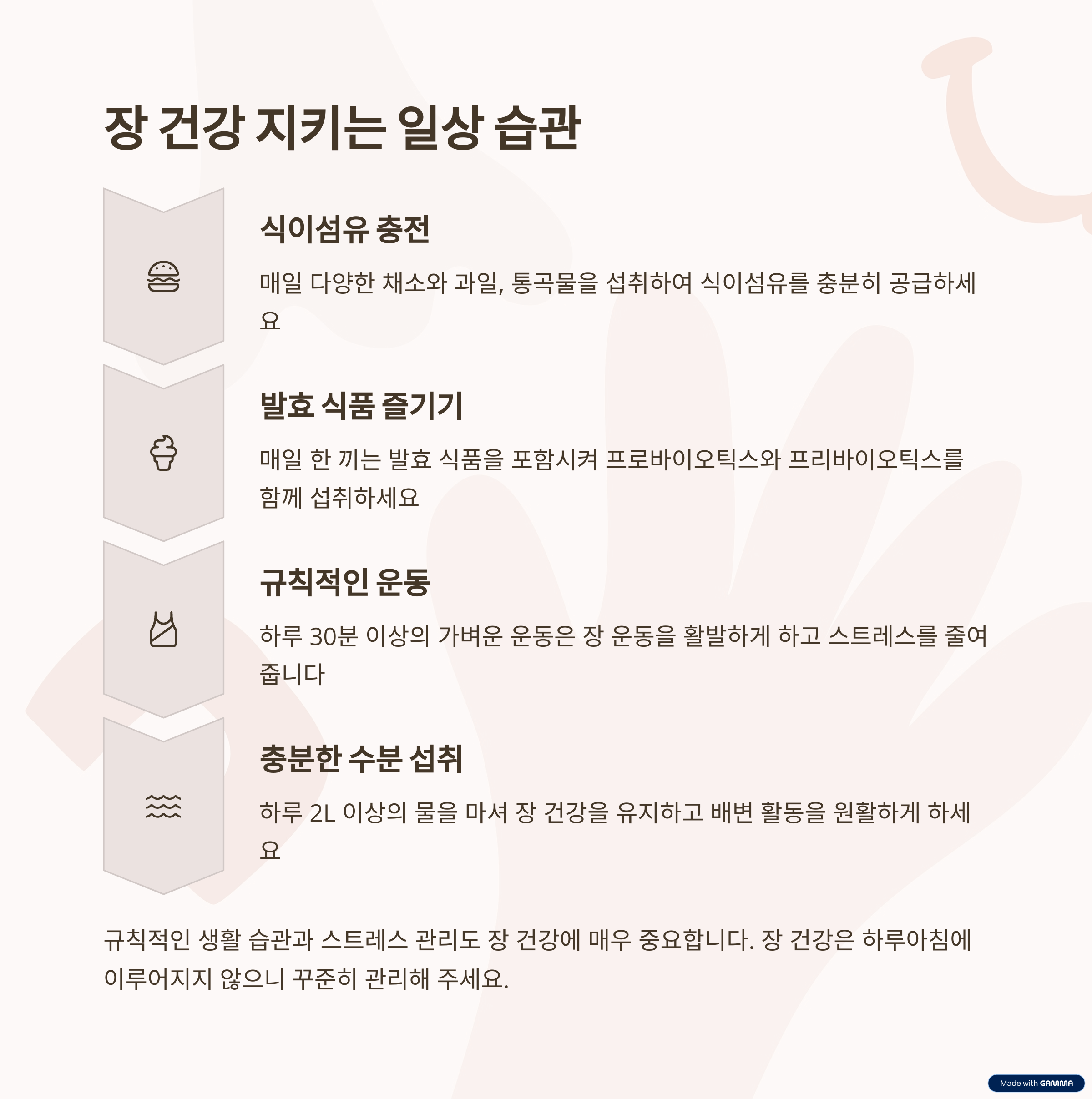 장 건강을 위한 식단 구성 및 생활 습관