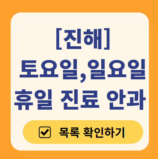 진해 주말 일요일 문 여는 안과 목록 ❘ 토요일, 휴일 진료 영업 병원 리스트 찾기