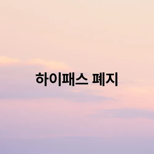 하이패스 폐지
