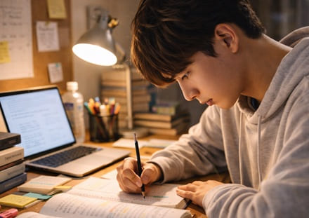 공부 집중 사진