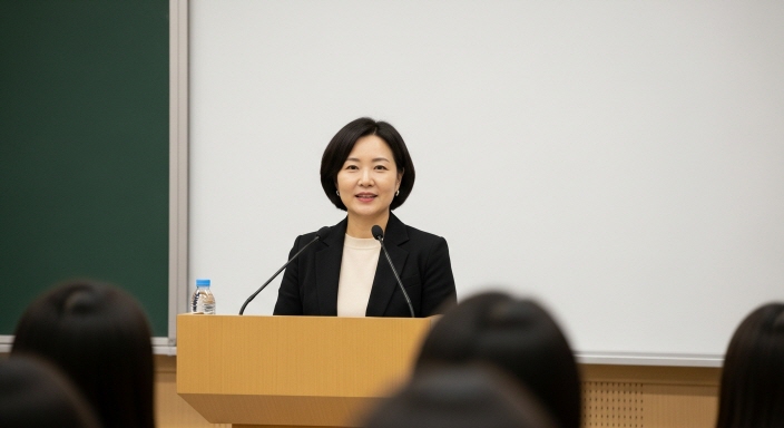 강의 중인 교수 모습