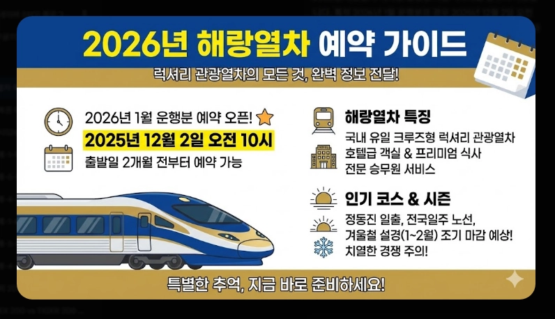 해랑열차 예약 방법 [2026년 최신] 객실별 가격 비교 및 예약 성공 실전 팁