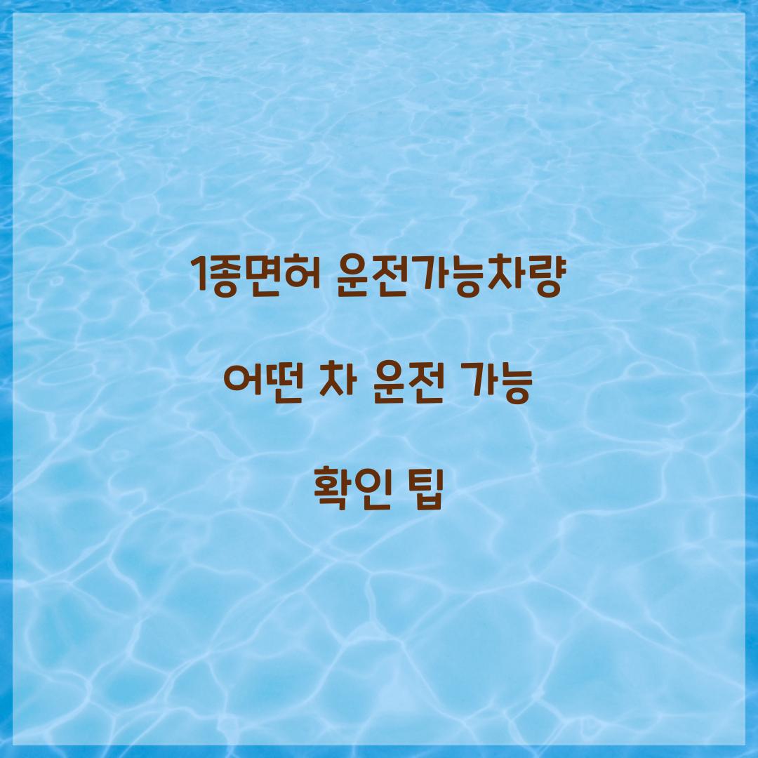 1종면허 운전가능차량