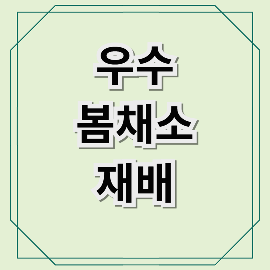 우수 봄재소 재배