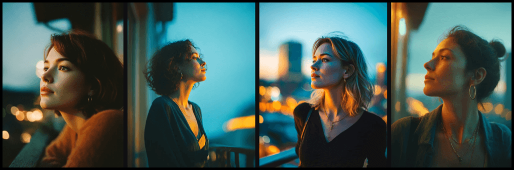 시점, 조명, 감정 톤의 배치 순서로 생성한 이미지 예시_Midjourney