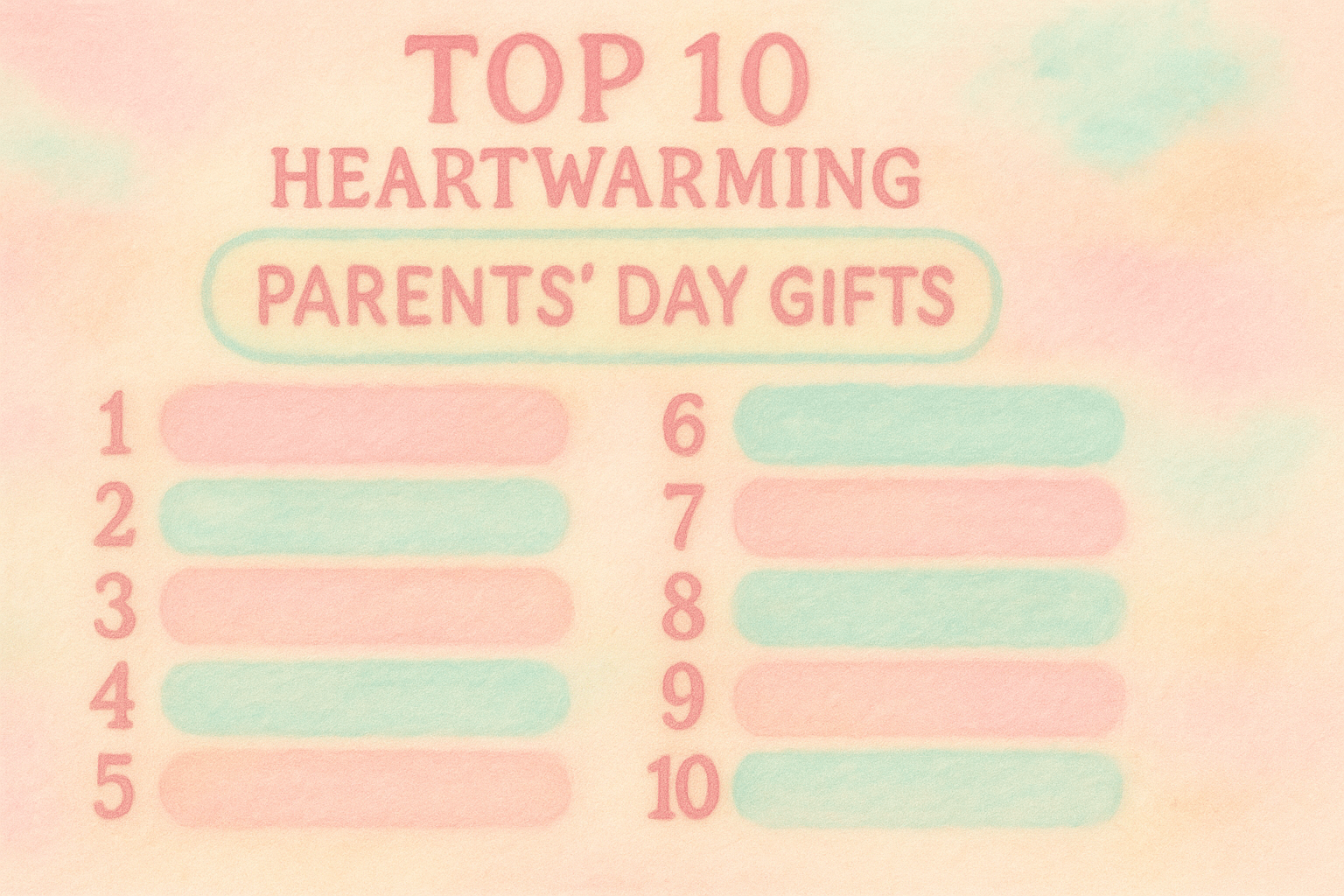 어버이날 부모님 감동 선물 BEST 10을 주제로 한 차트 디자인