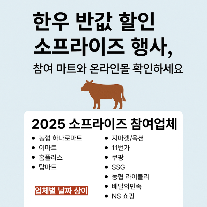 한우 반값 할인 소프라이즈 행사, 참여 마트와 온라인몰 확인하세요