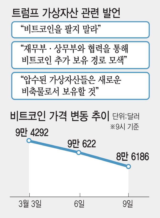 트럼프 가상자산 관련 발언, 비트코인 가격 변동 추이