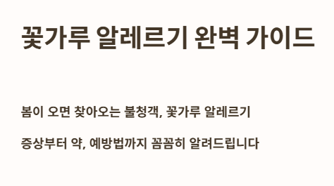 꽃가루 알레르기 완벽 가이드