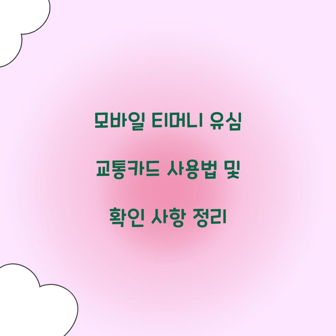 모바일 티머니 유심 교통카드