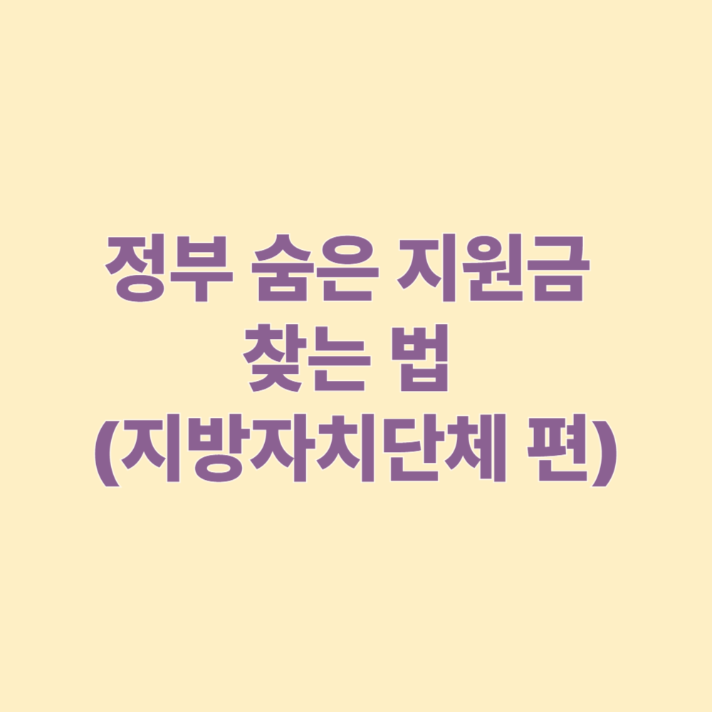 정부 숨은 지원금 찾는 법 (지방자치단체 편)