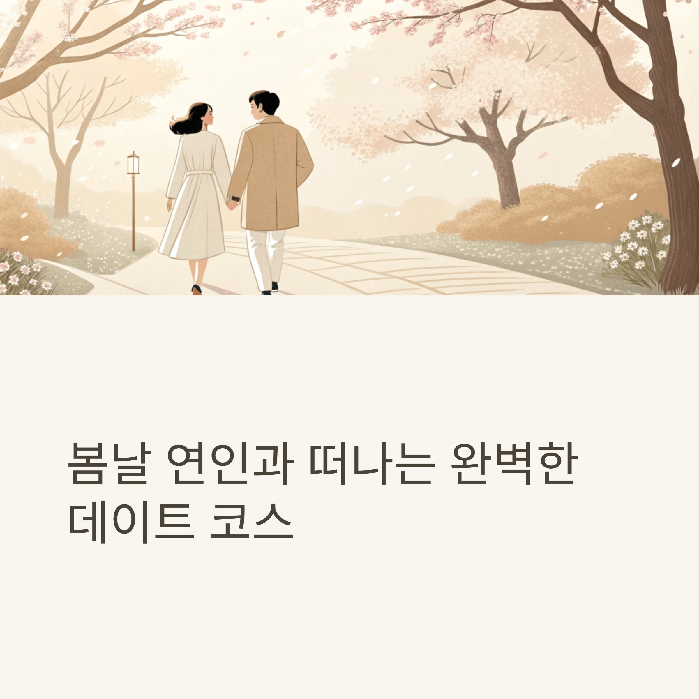 Couple walking hand in hand under cherry blossom trees