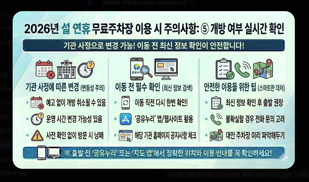 명절 무료주차장 확인(2026년, 설 연휴, 개방 현황)(+ 조회 방법)