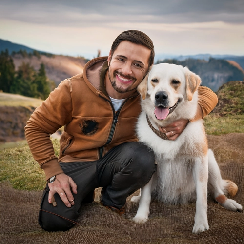 강아지와 주인이 함께 있는 사진1