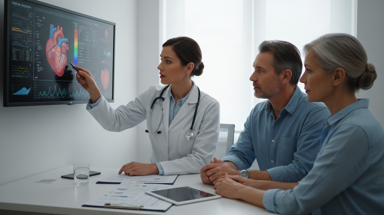 의사가 환자에게 검진 결과에 대해 설명하는 사진