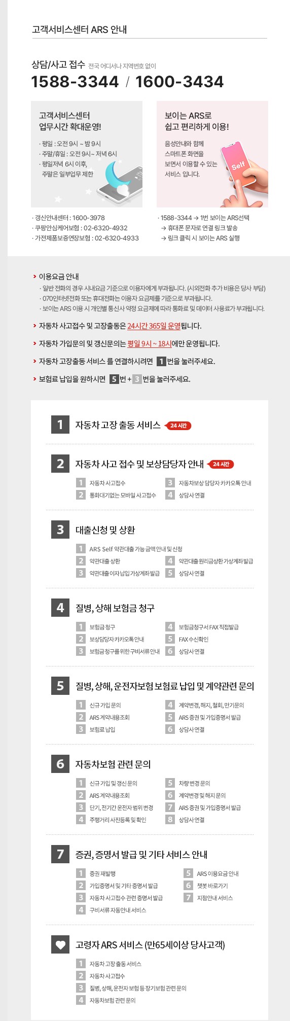 추석 연휴 자동차 보험 콜센터 연락처 및 사고 접수