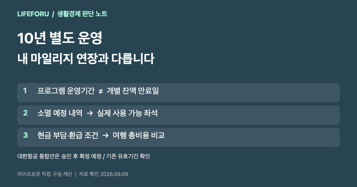 아시아나 프로그램 별도 운영과 개별 마일리지 유효기간의 차이
