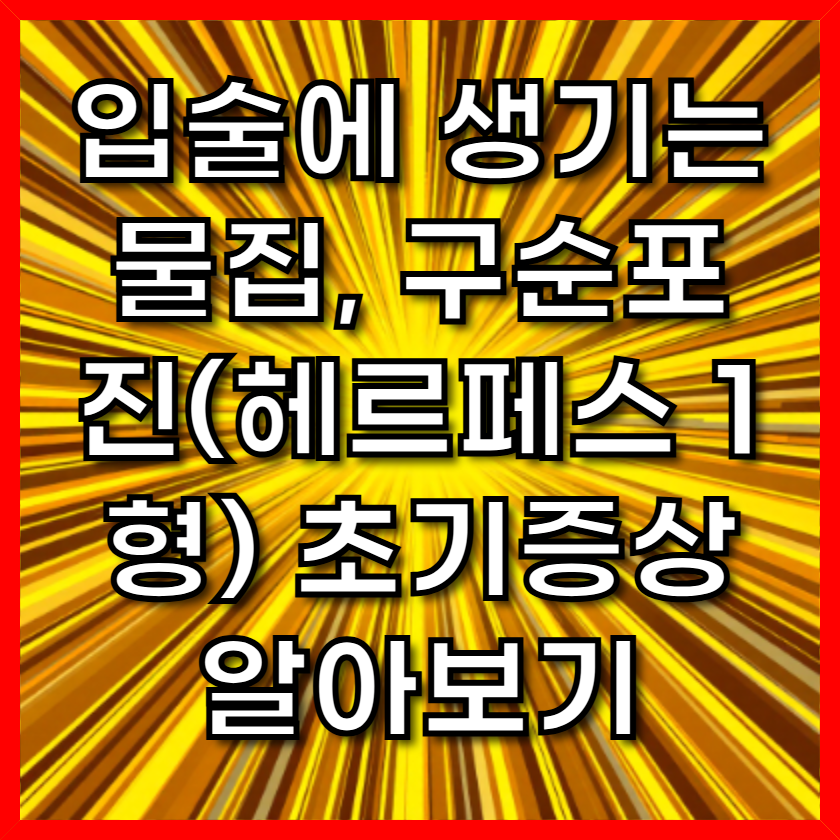입술에 생기는 물집,구순포진(헤르페스 1형)초기증상 알아보기