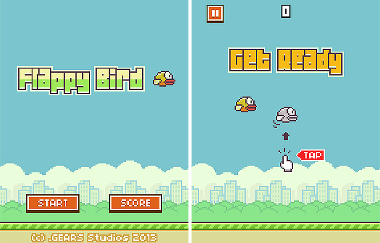 플래피-버드-인트로-장면-및-가이드-화면