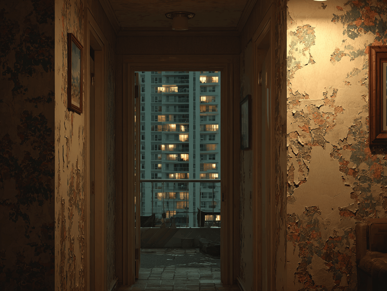 벽이-노후된-오래된-아파트의-복도