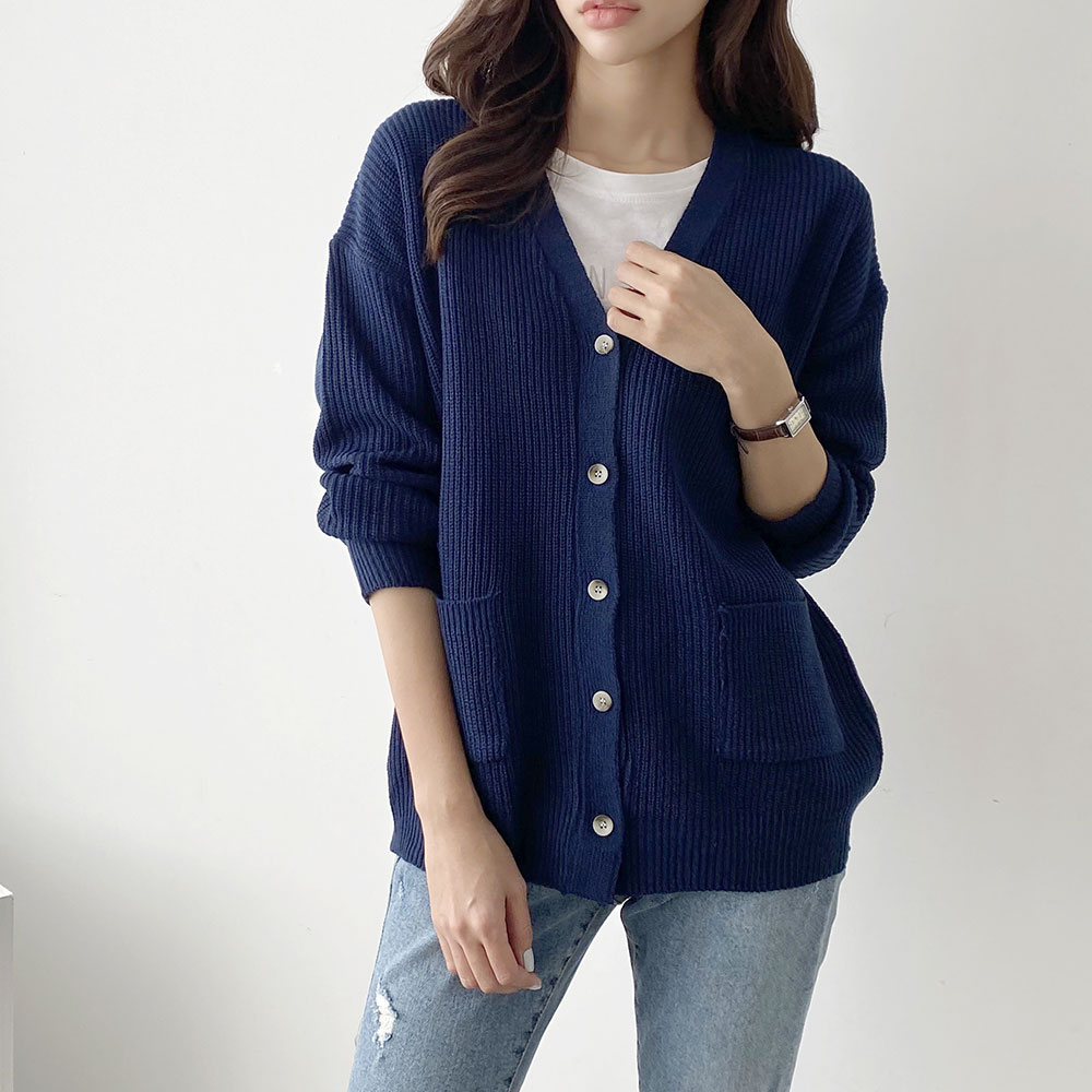 데일리 포켓 루즈핏 여성 니트 가디건 가을 겨울 간절기