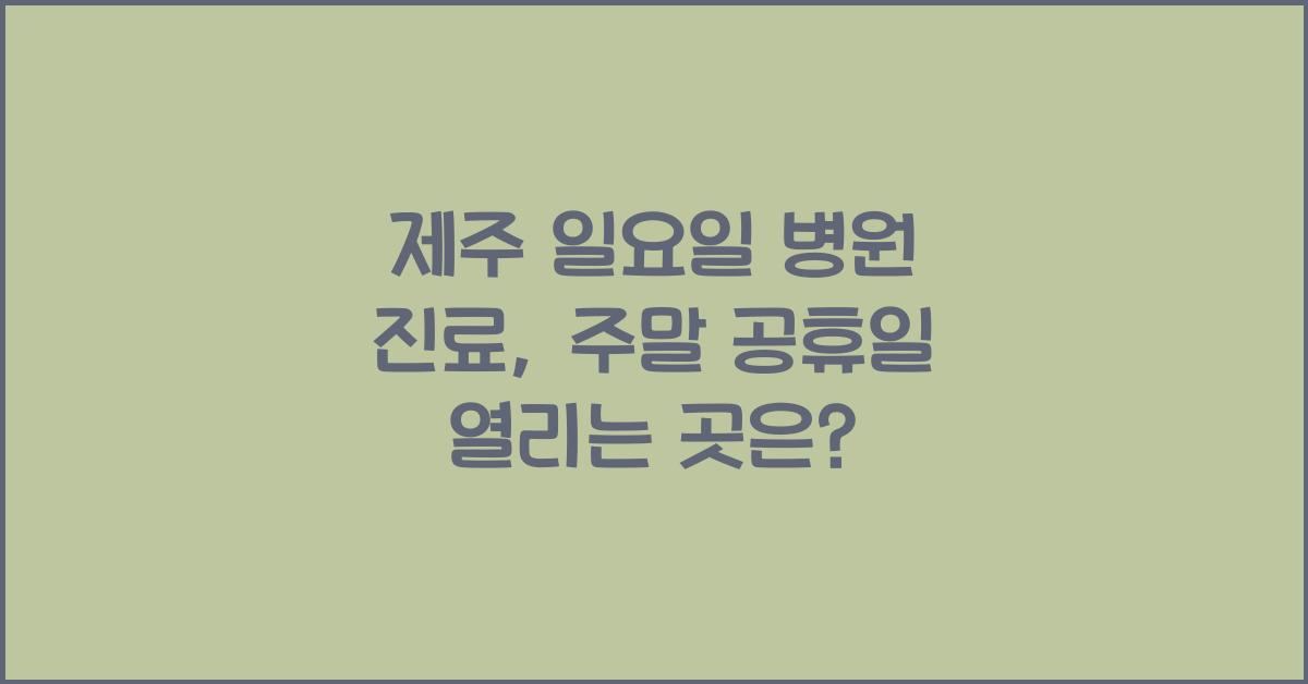 제주 일요일 병원 진료 주말 공휴일 여는 곳