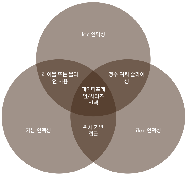 pandas 데이터 선택과 인덱싱 설명 이미지