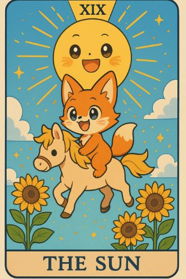 The Sun, 동물, The Sun 타로카드, 귀여운 동물 일러스트