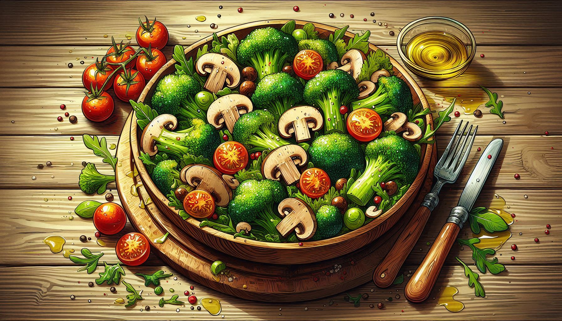 브로콜리 버섯 샐러드